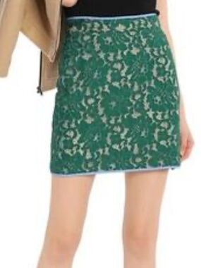 MSGM Green Lace Floral Mini Skirt IT38